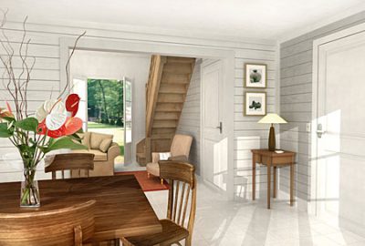 Living and dining room. Les Maisons de Biarritz real estate development