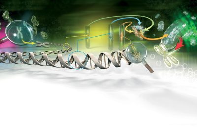 Illustration for an article on artificial genetics. - Spanish magazine Quo